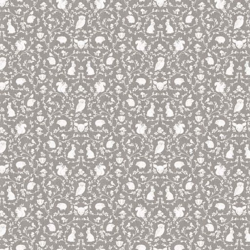 Woodland Adventures - Animal Damask in mid grey