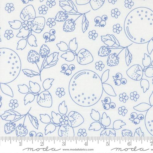 Moda Fabrics - Fruit Salad - Fruit in cobalt and off white