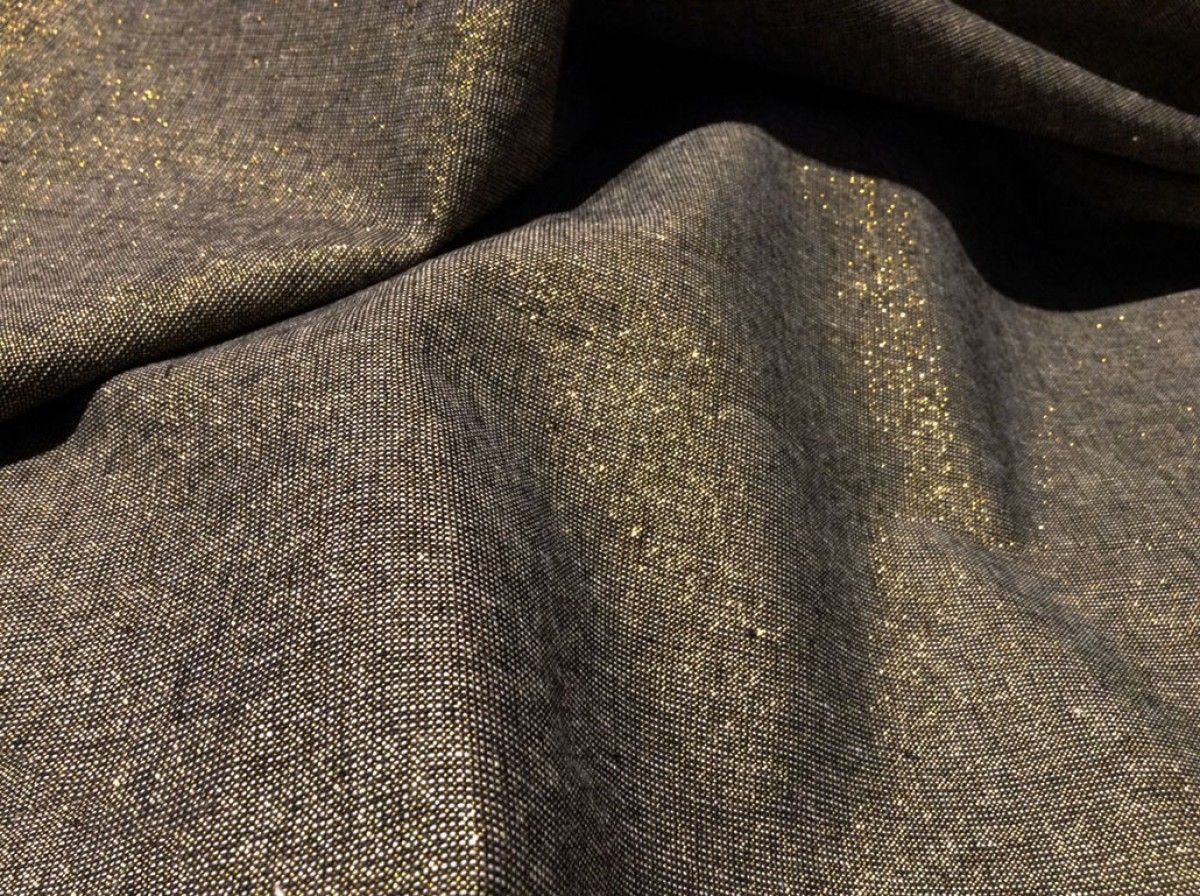 Essex yarn dyed metallic linen - ebony