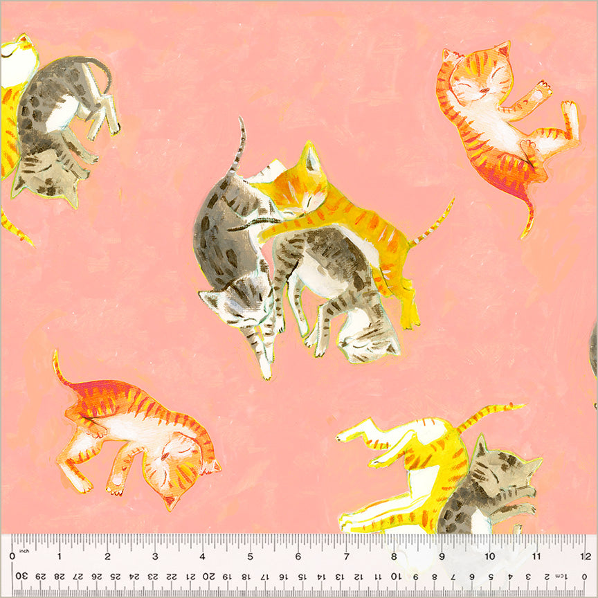 Heather Ross By Hand - Barn Kittens in salmon