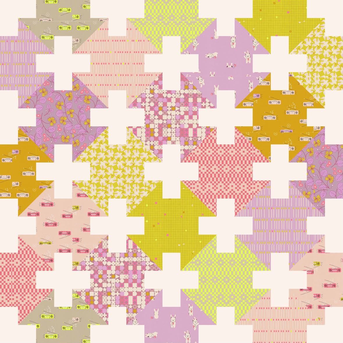 Balderdash Quilt Kit in Lofi Linen with white solid