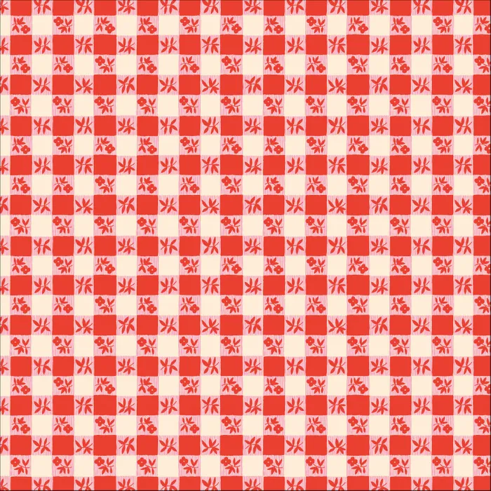 Cloud 9- Buttercream - Kitchen Gingham in red