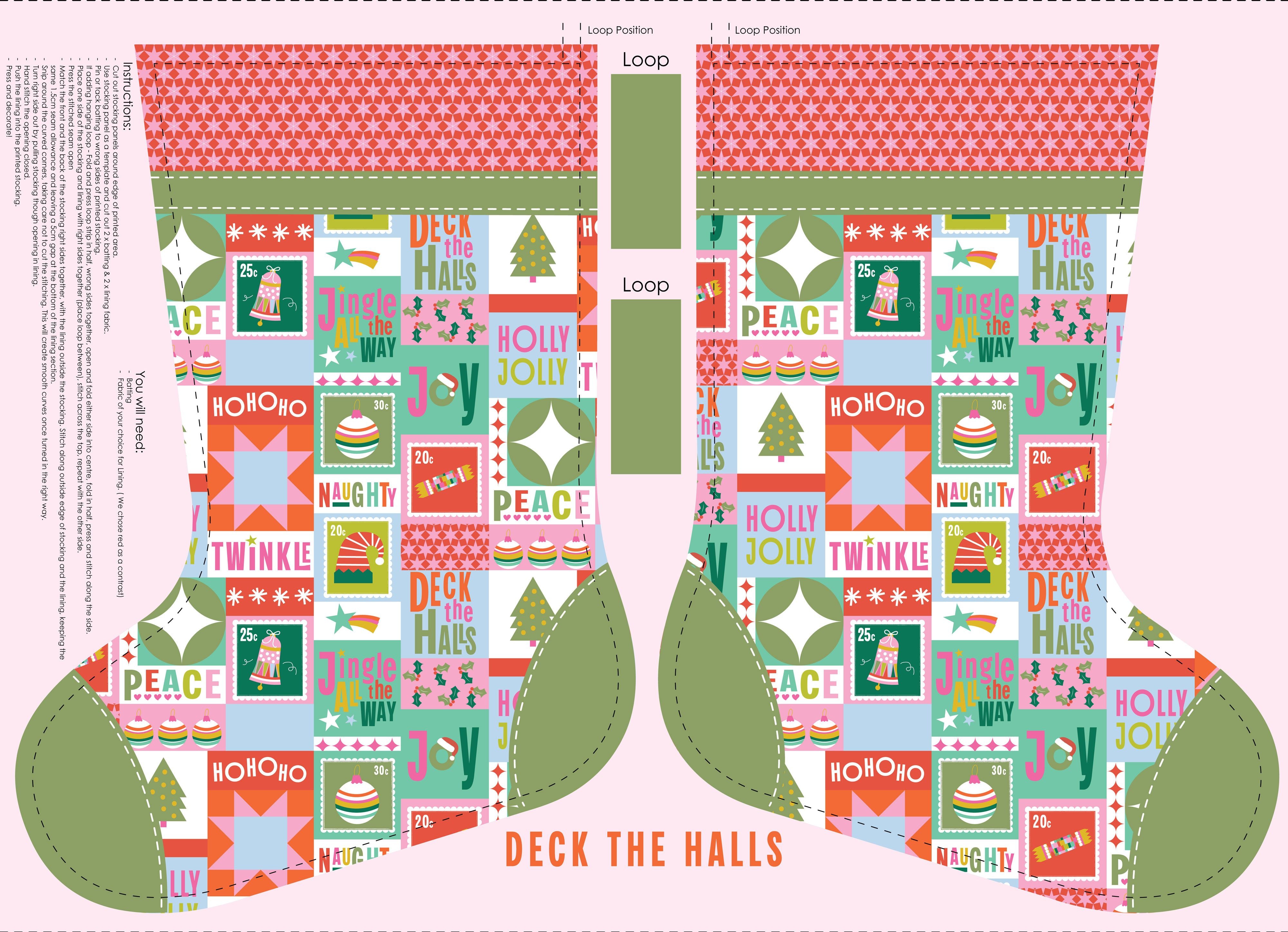 Deck The Halls - Stocking Panel