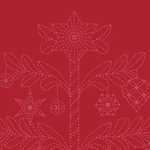 Sashiko Christmas Tree in red