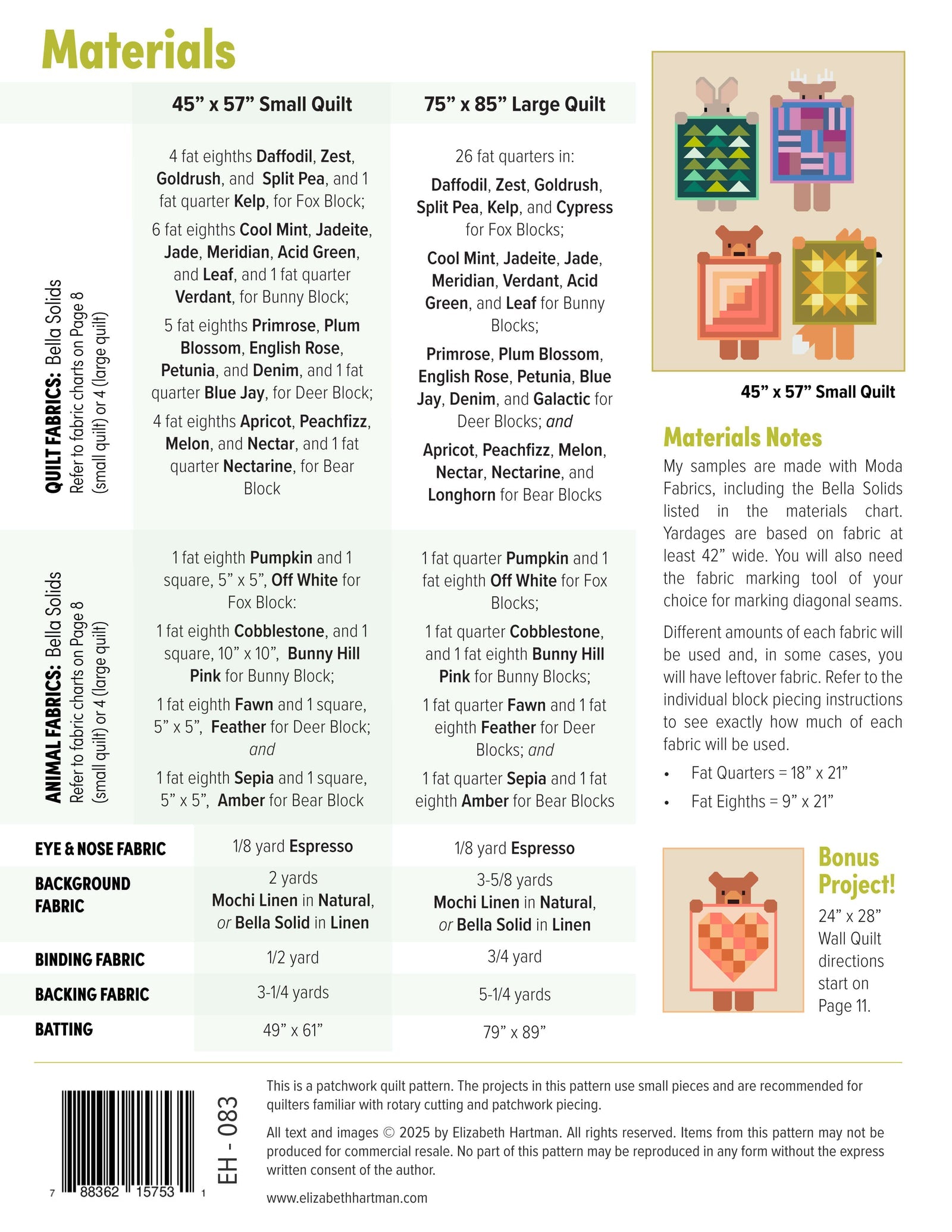 Elizabeth Hartman Show and Tell Quilt Pattern