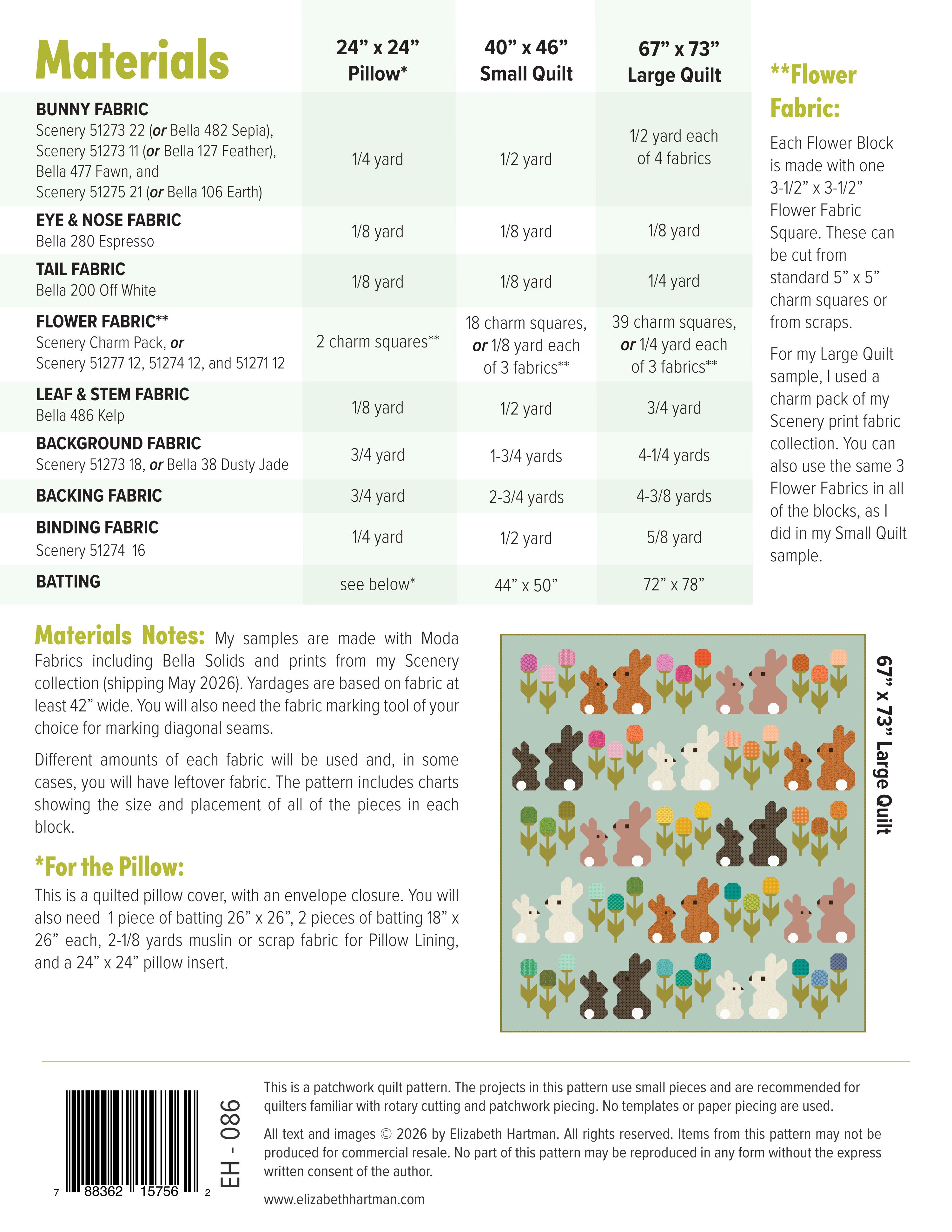 Elizabeth Hartman Cottontails Quilt Pattern
