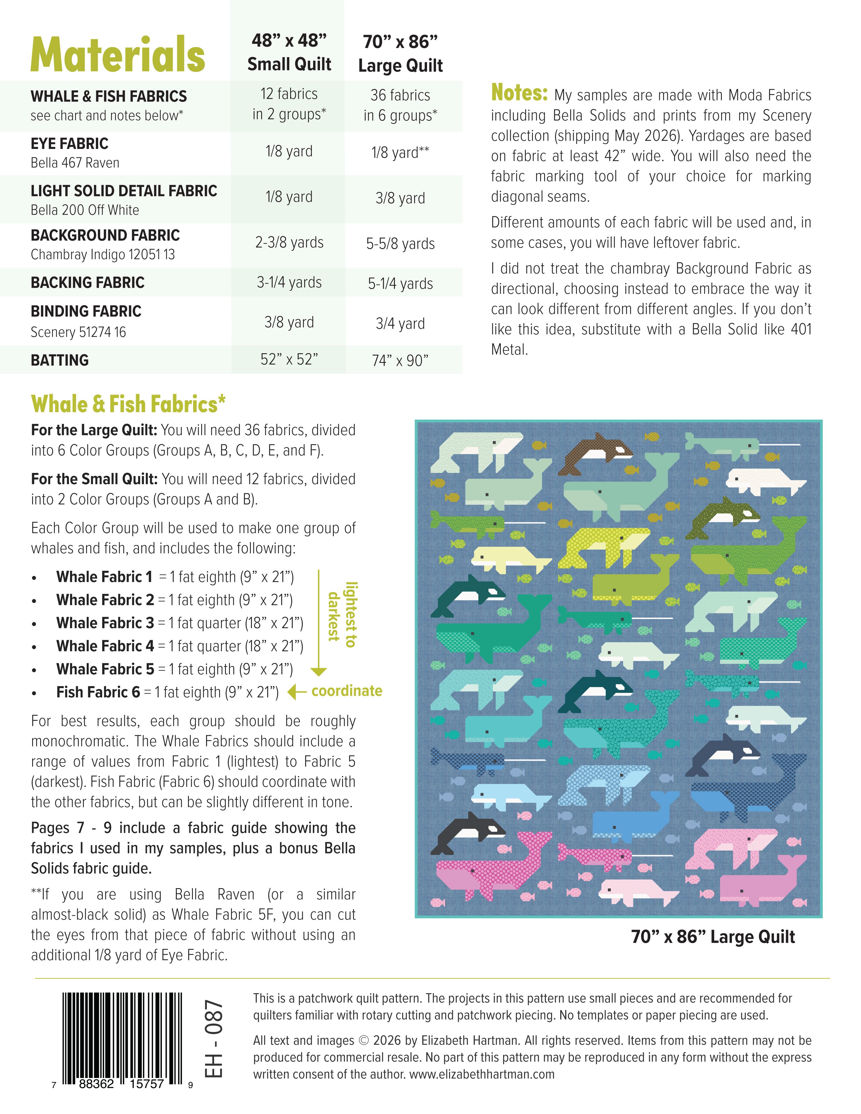 Elizabeth Hartman Whale Watching Quilt Pattern