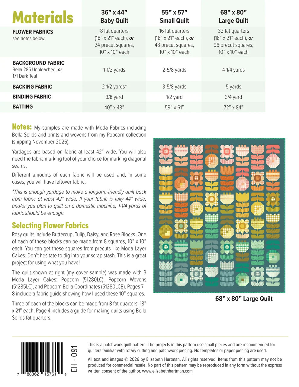 Elizabeth Hartman Posy Quilt Pattern