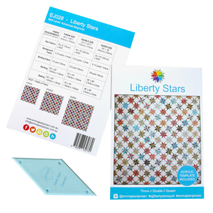 Emma Jean Janson -  Liberty Stars quilt pattern & template