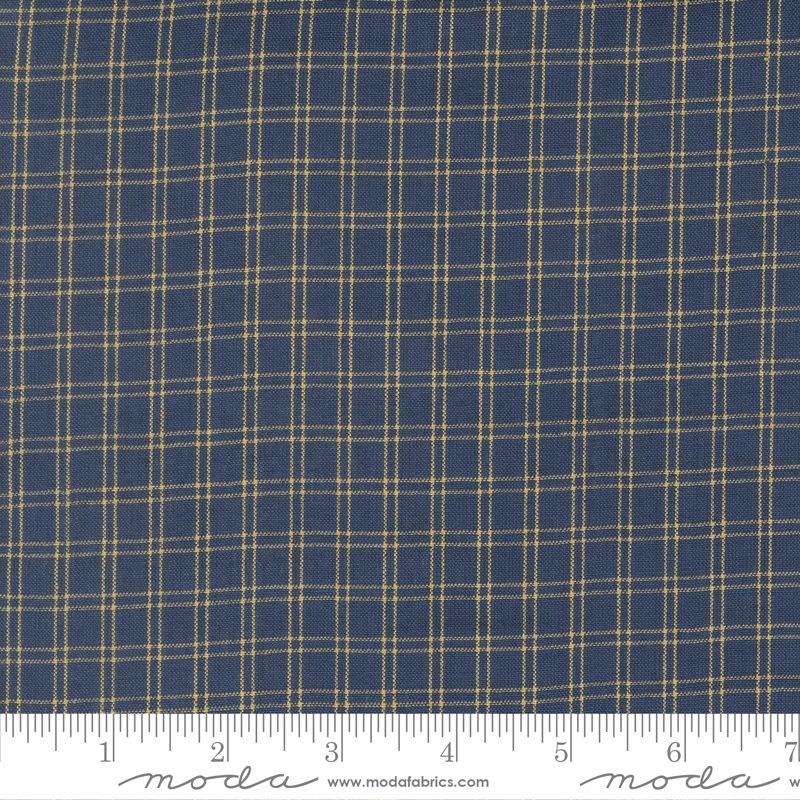 Summer Solstice Wovens - Nautical Blue and Gold check