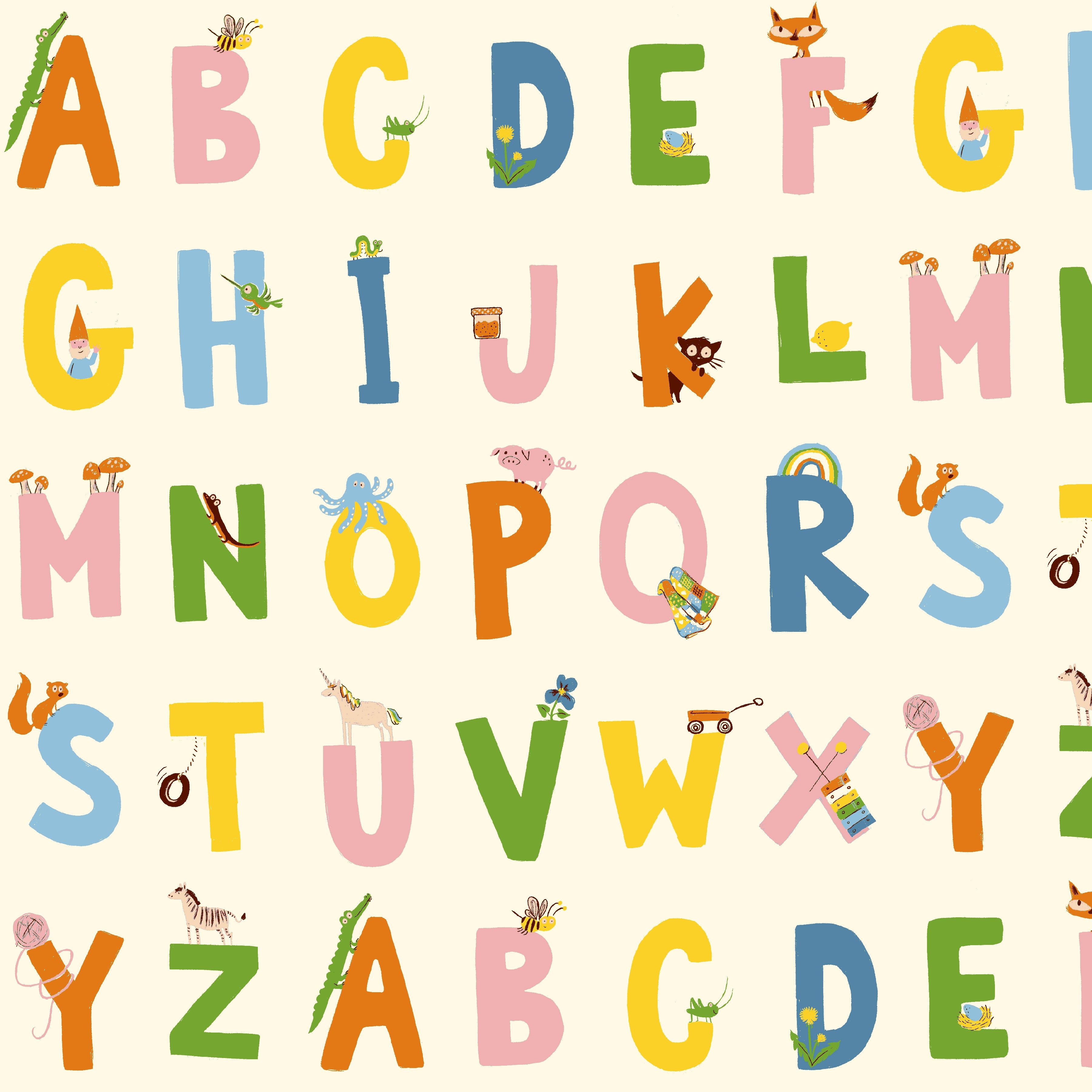 Heather Ross Favourites - Alphabet - Cream