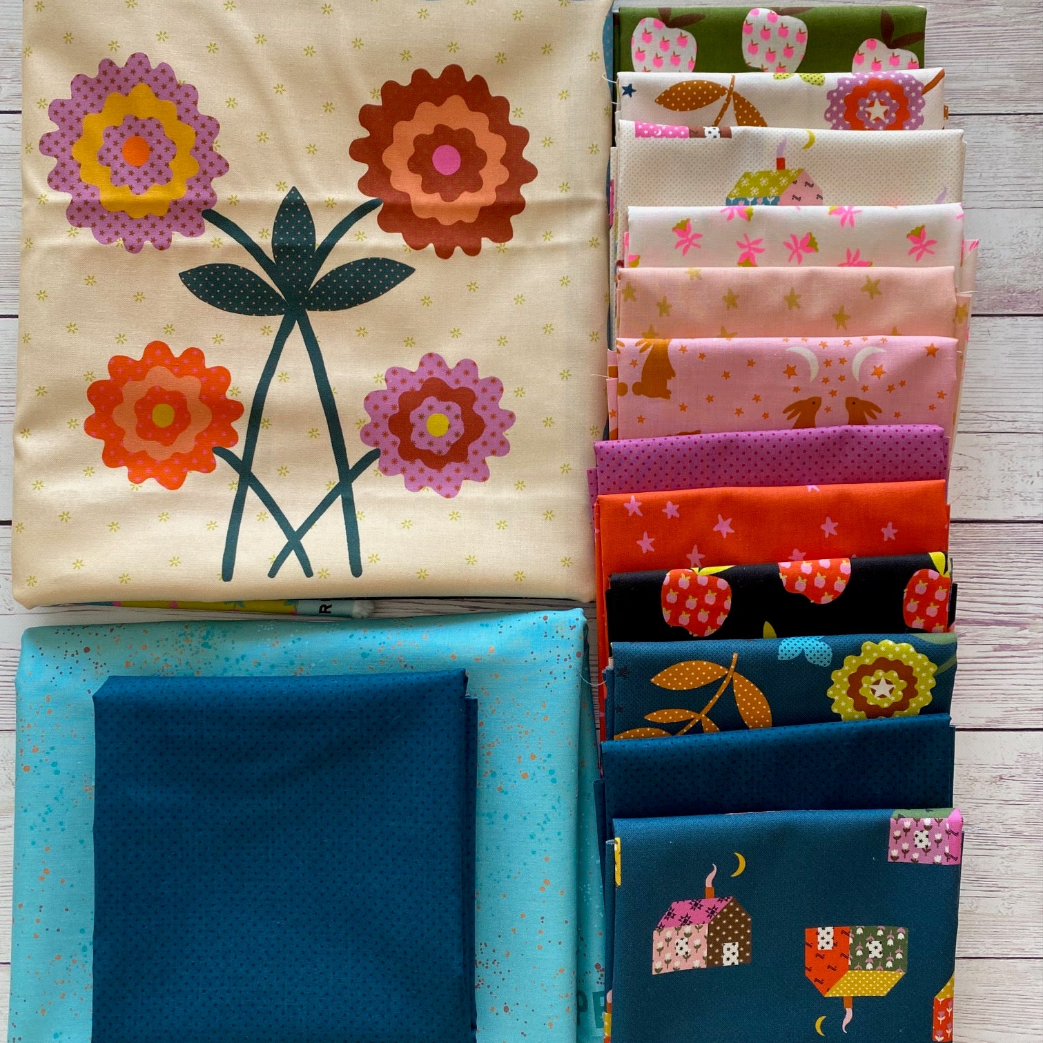 Mystic Fable Queen Quilt Kit with Speckled in Turquoise