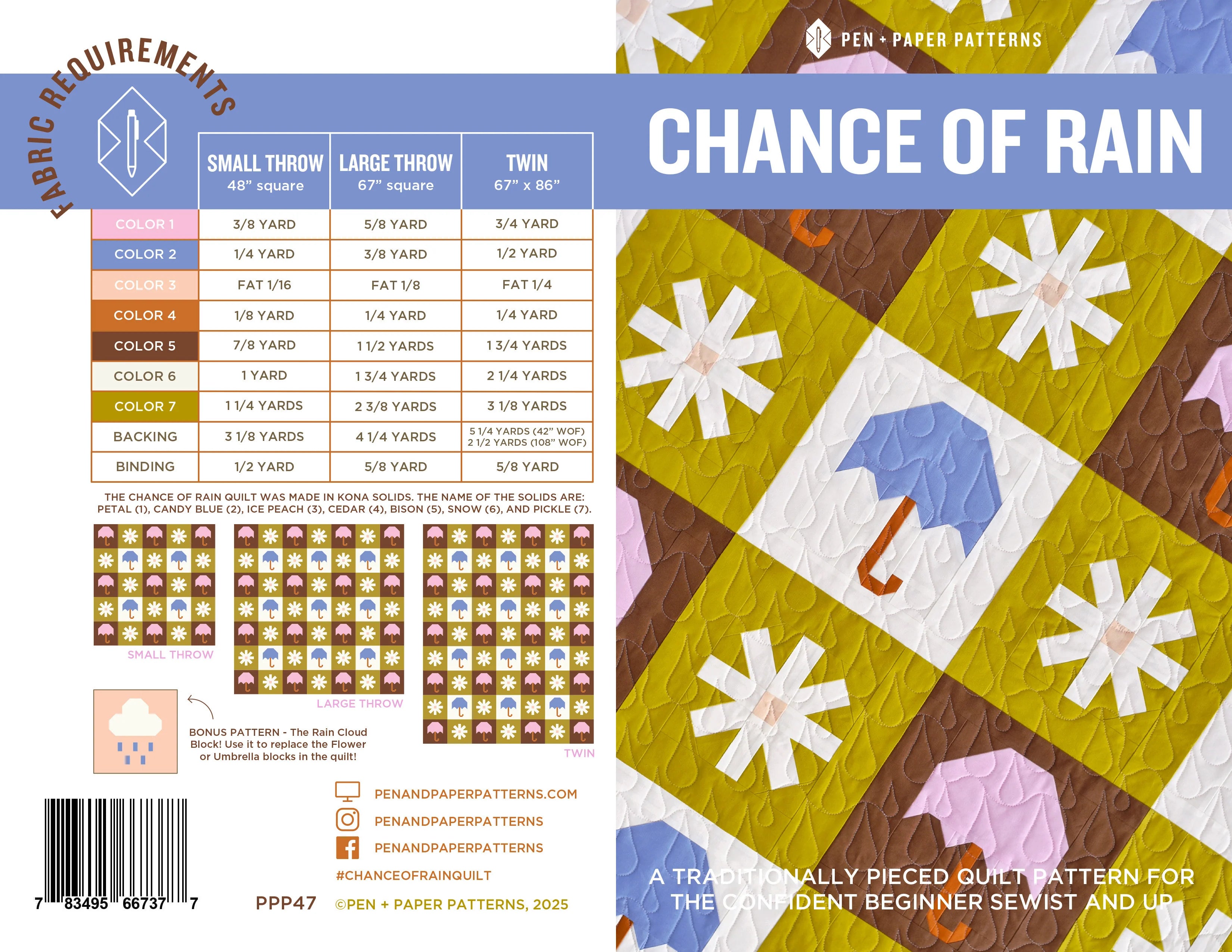Pen and Paper Patterns - Chance of Rain Quilt Pattern
