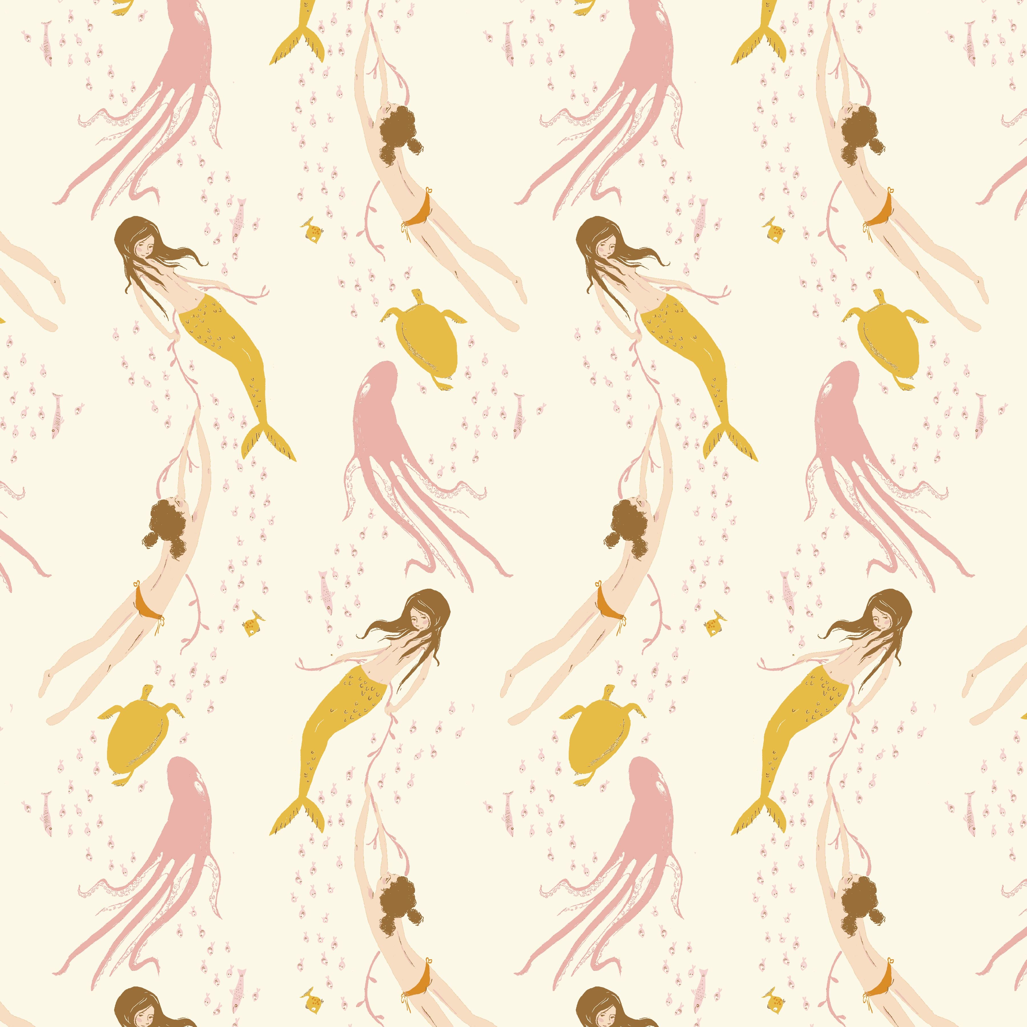 Heather Ross Favourites - Underwater Sisters - Blush Pink