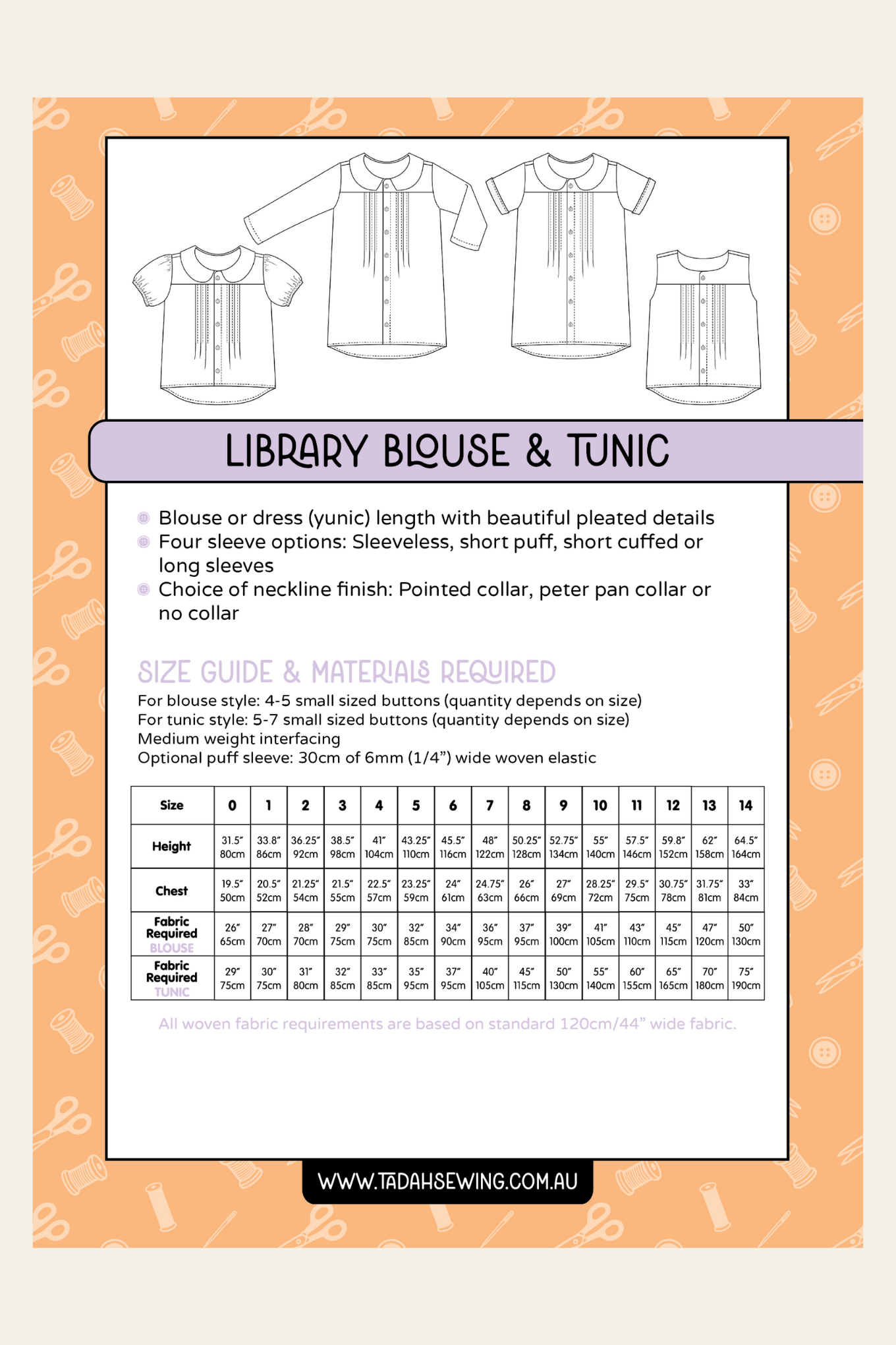 Tadah Patterns - Library Blouse and Tunic Pattern
