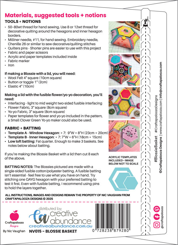 Craftapalooza Blossie Basket pattern & template set
