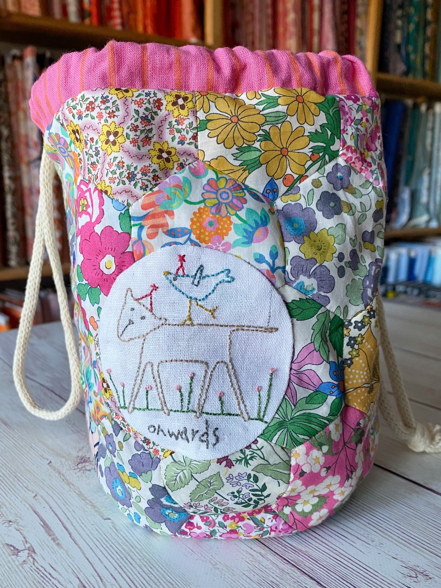 Onwards Drawstring Bag kit in Liberty