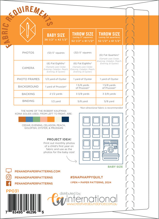Pen + Paper Patterns - Snap Happy Quilt Pattern