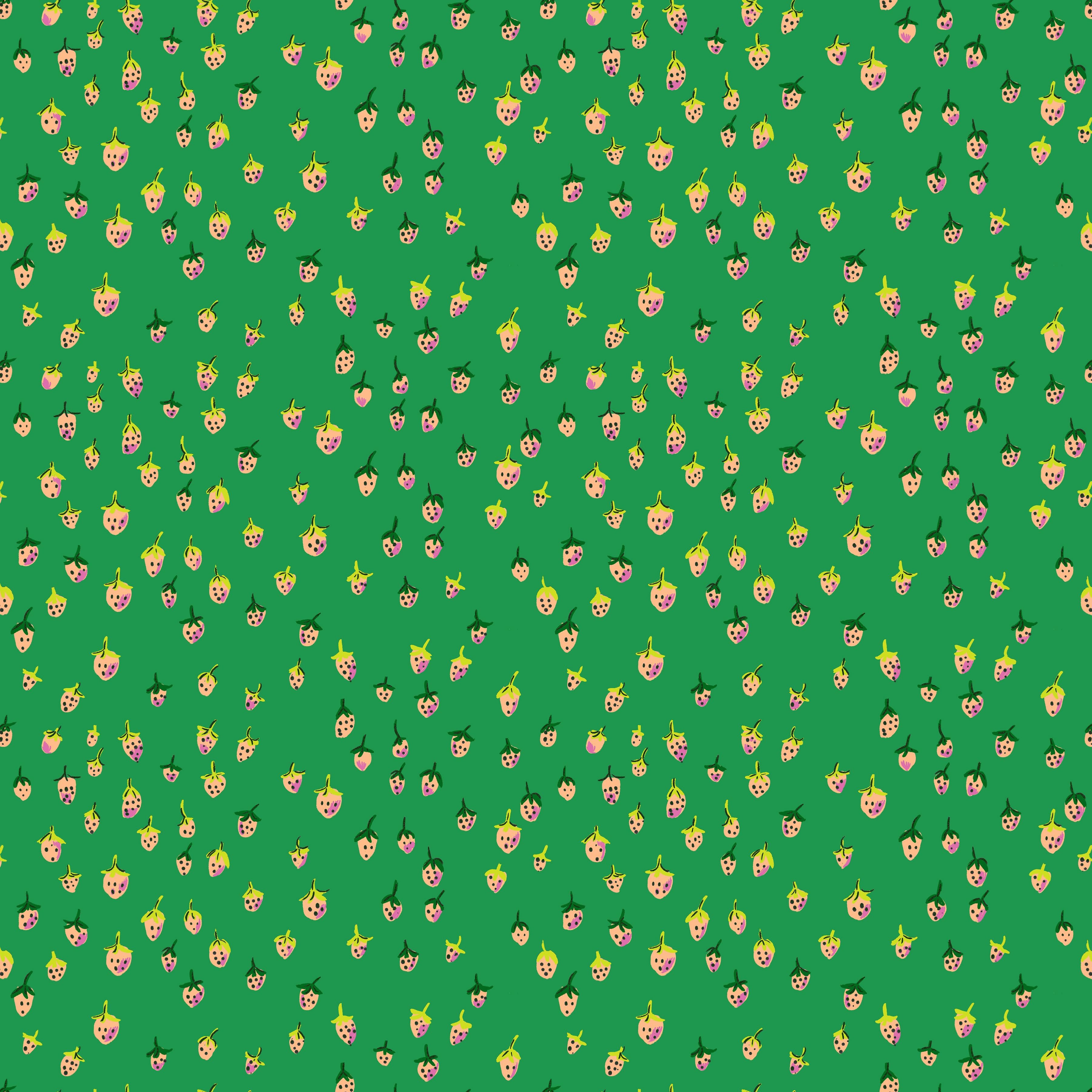 Heather Ross Favourites - Field Strawberries - Jade