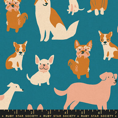 Ruby Star Society - Dog Park - Dog Medley Canvas in chambray