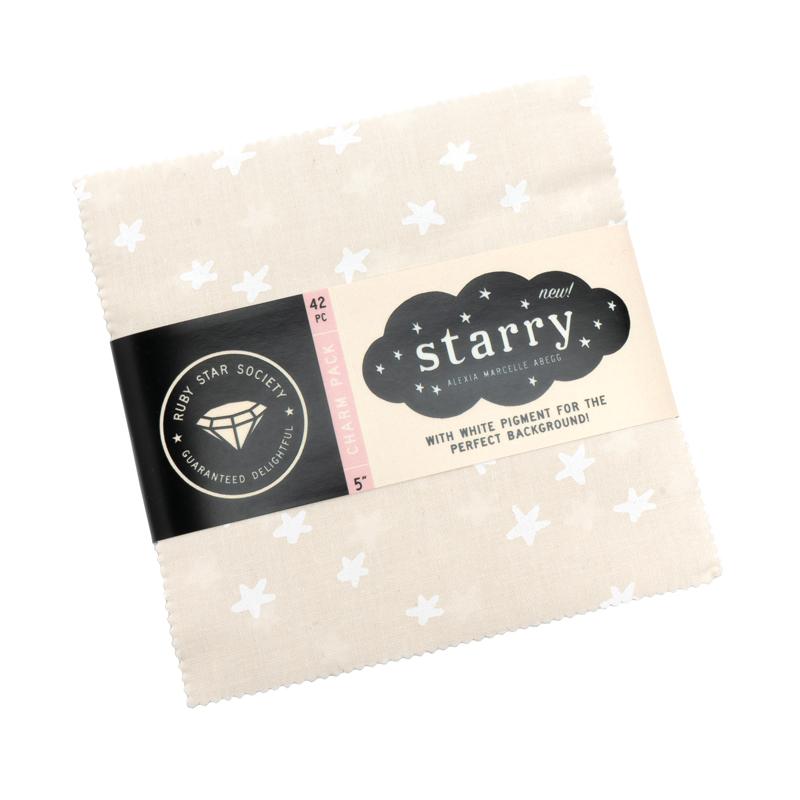 Ruby Star Society Starry charm pack white on natural