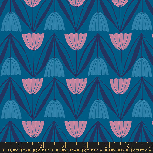 Jen Hewett - Endpaper - Tulips in blue raspberry