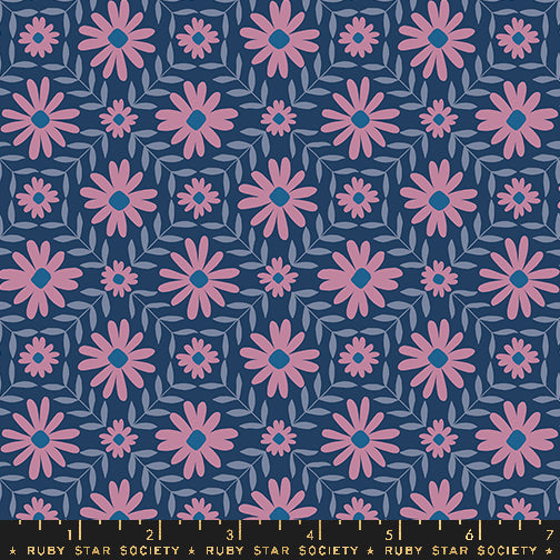 Jen Hewett - Endpaper - Floral endpaper in bluebell