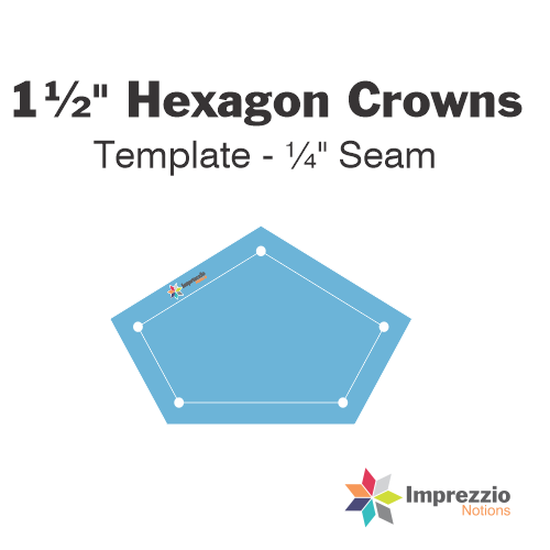 1.5 inch hexagon crown  template - 1/4" seam