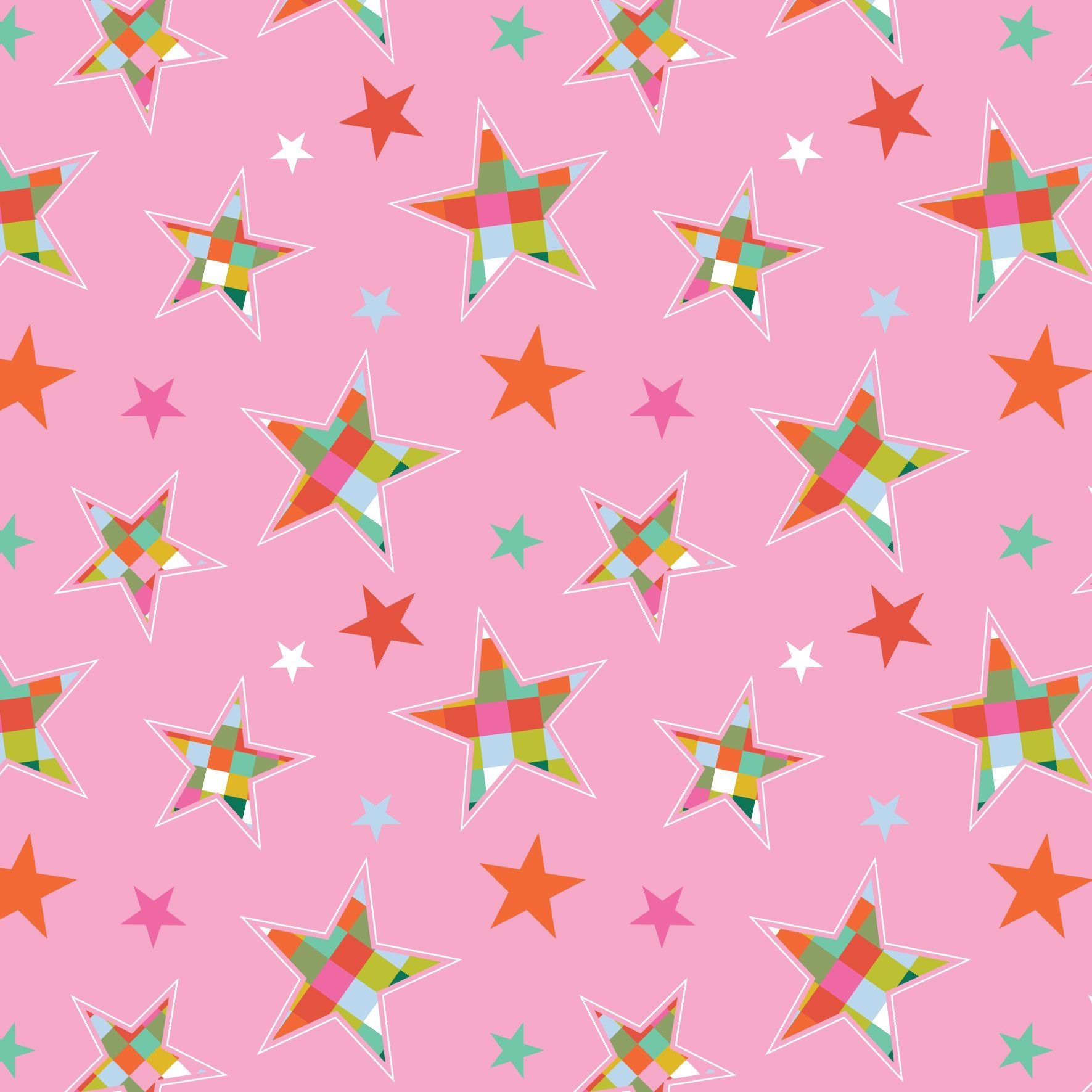 Deck The Halls - Tossed Stars - Pink