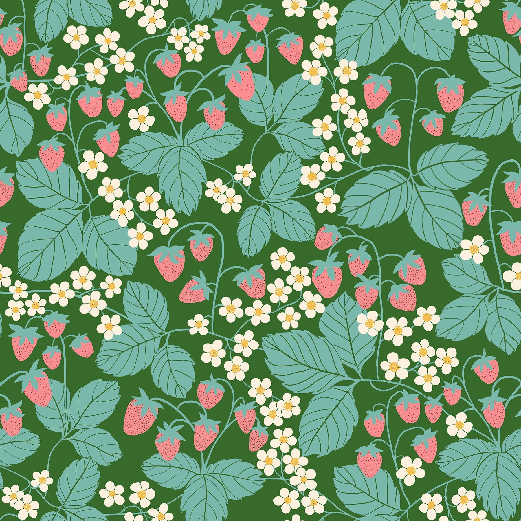 Reimagined Landscapes - Strawberry Field - Endpaper Green