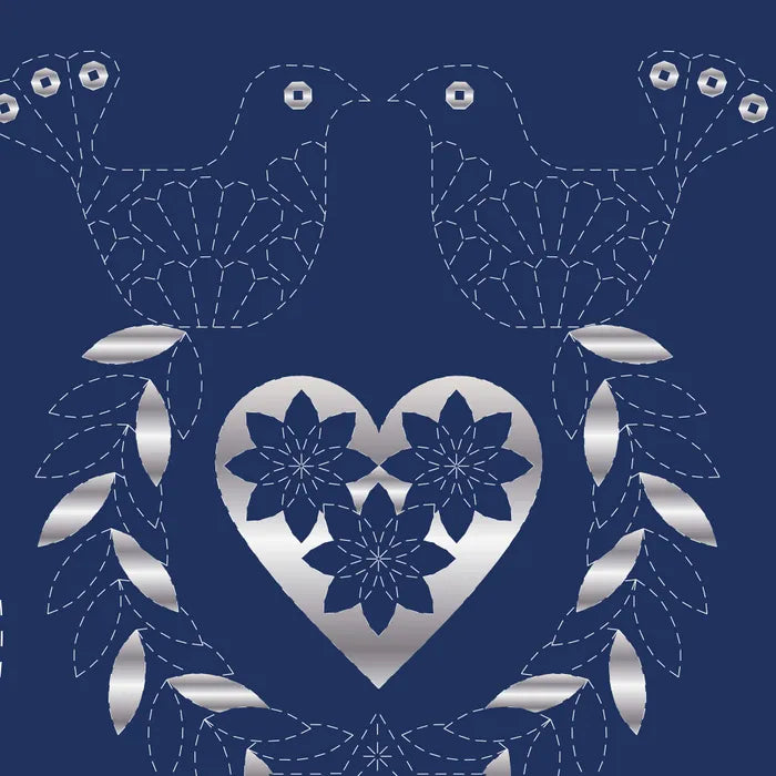 Sashiko Christmas Stocking in navy metallic