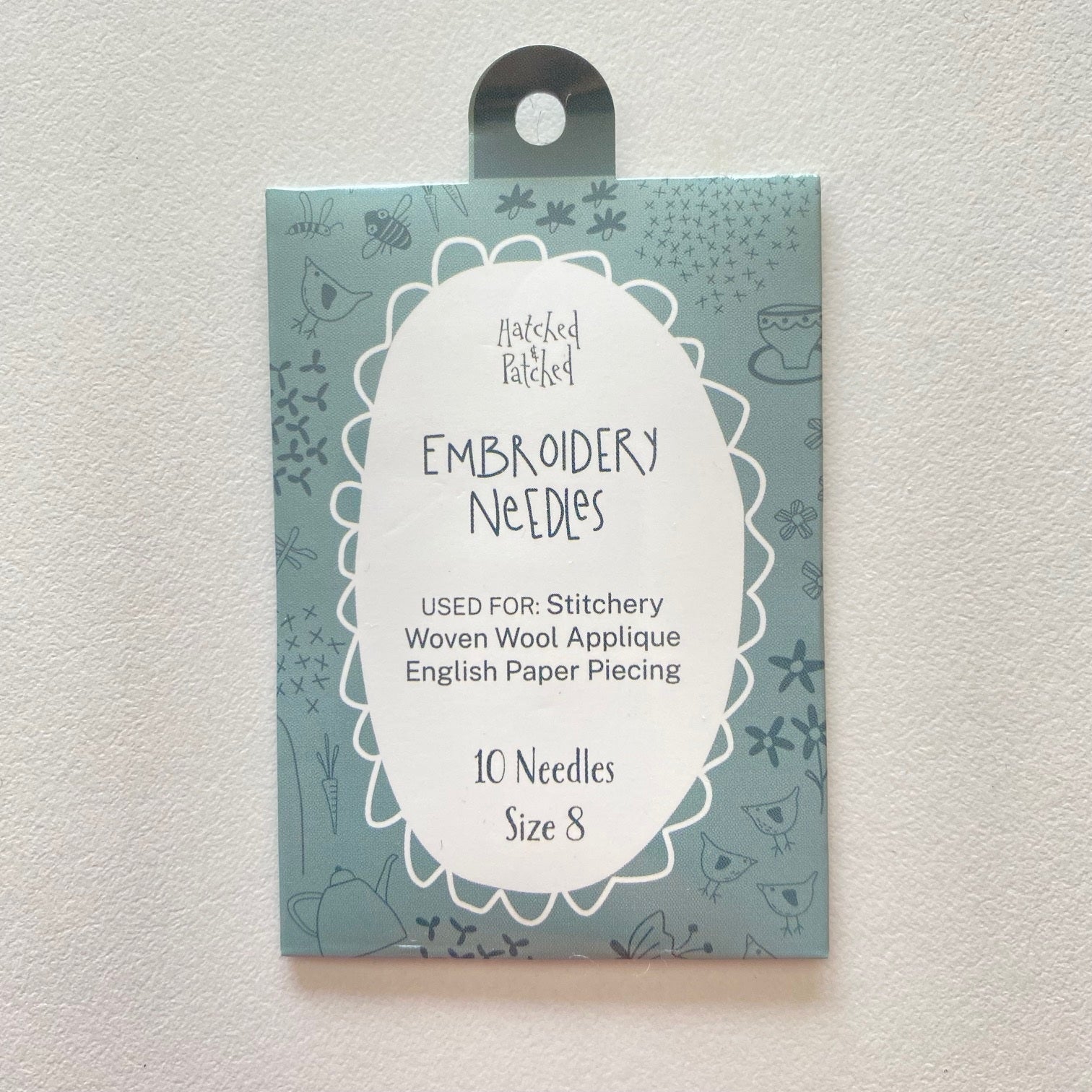 Hatched & Patched- Embroidery Needles - Size 8