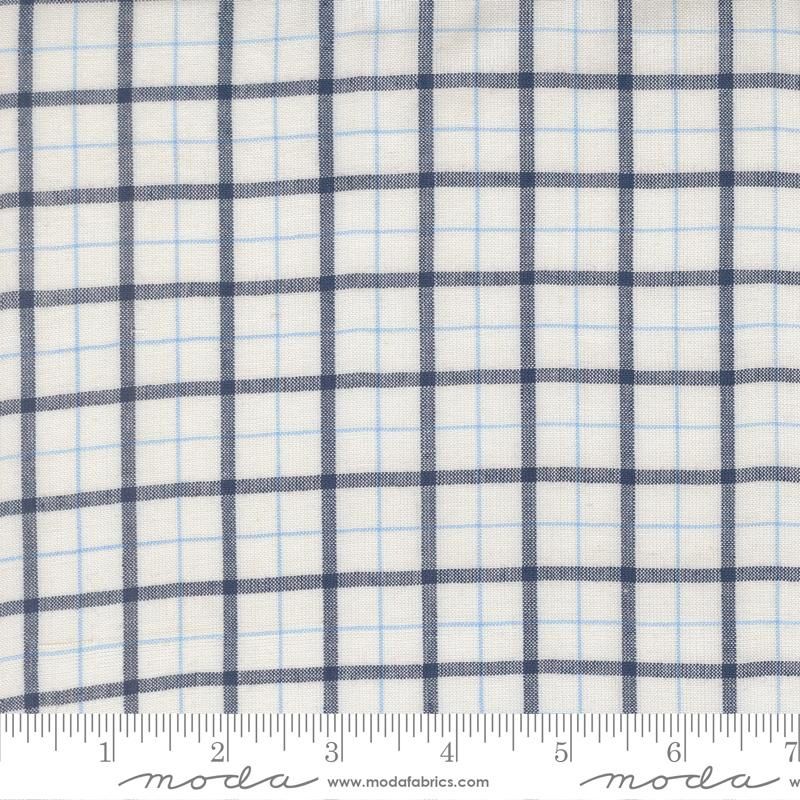 Summer Solstice Wovens - Nautical blue and ivory plaid