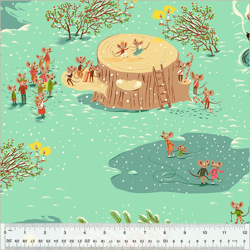 Heather Ross - Studio Edit - Christmas Mice - Aqua