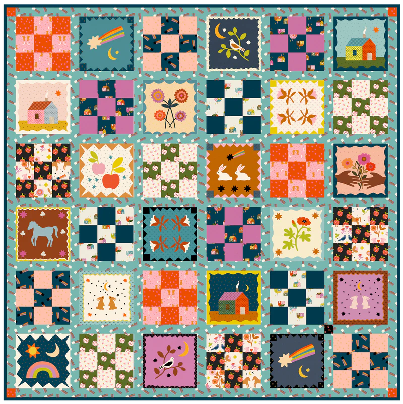 Mystic Fable Queen Quilt Kit with Speckled in Turquoise