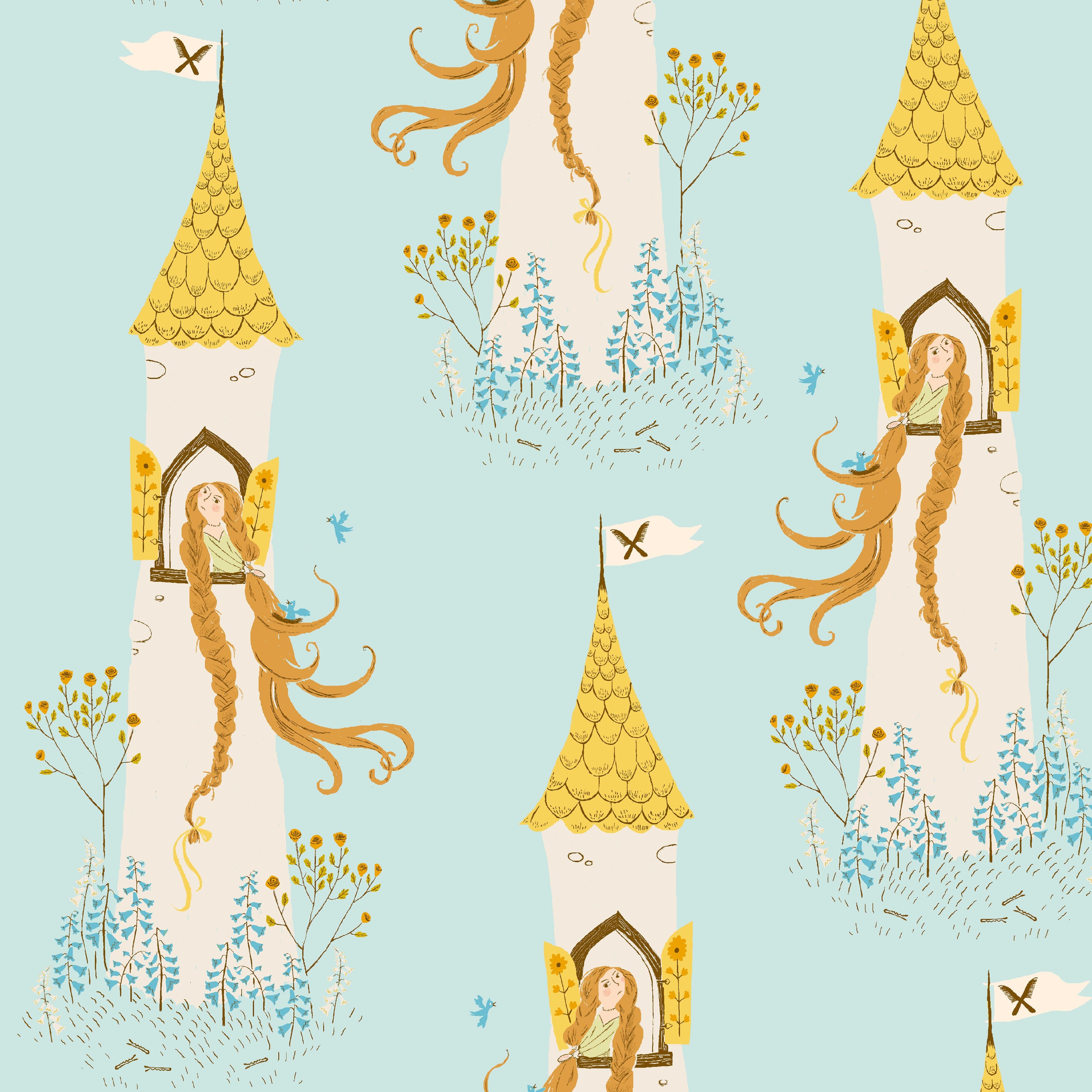 Heather Ross Favourites - Rapunzel - Aqua