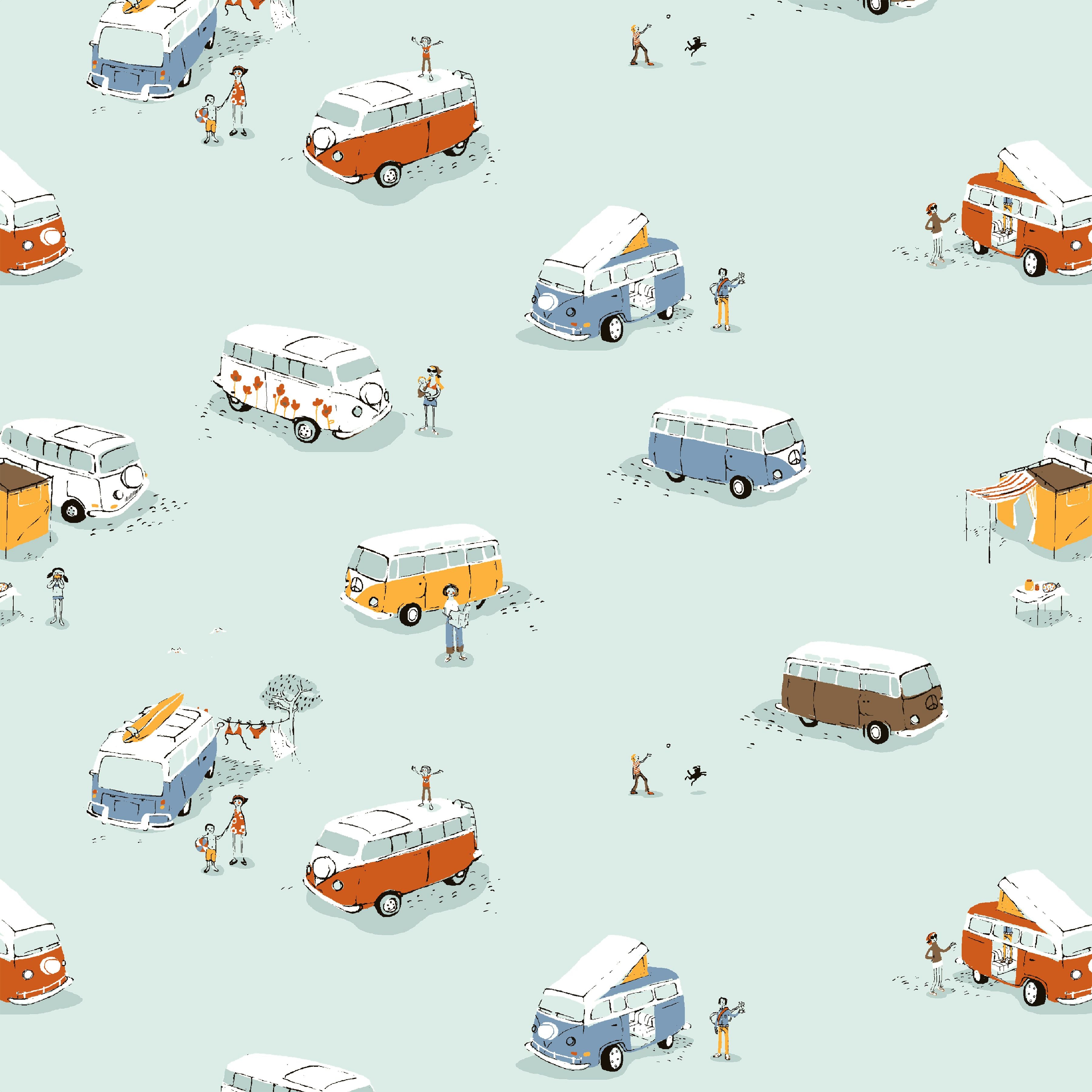 Heather Ross Favourites - Bus - Aqua