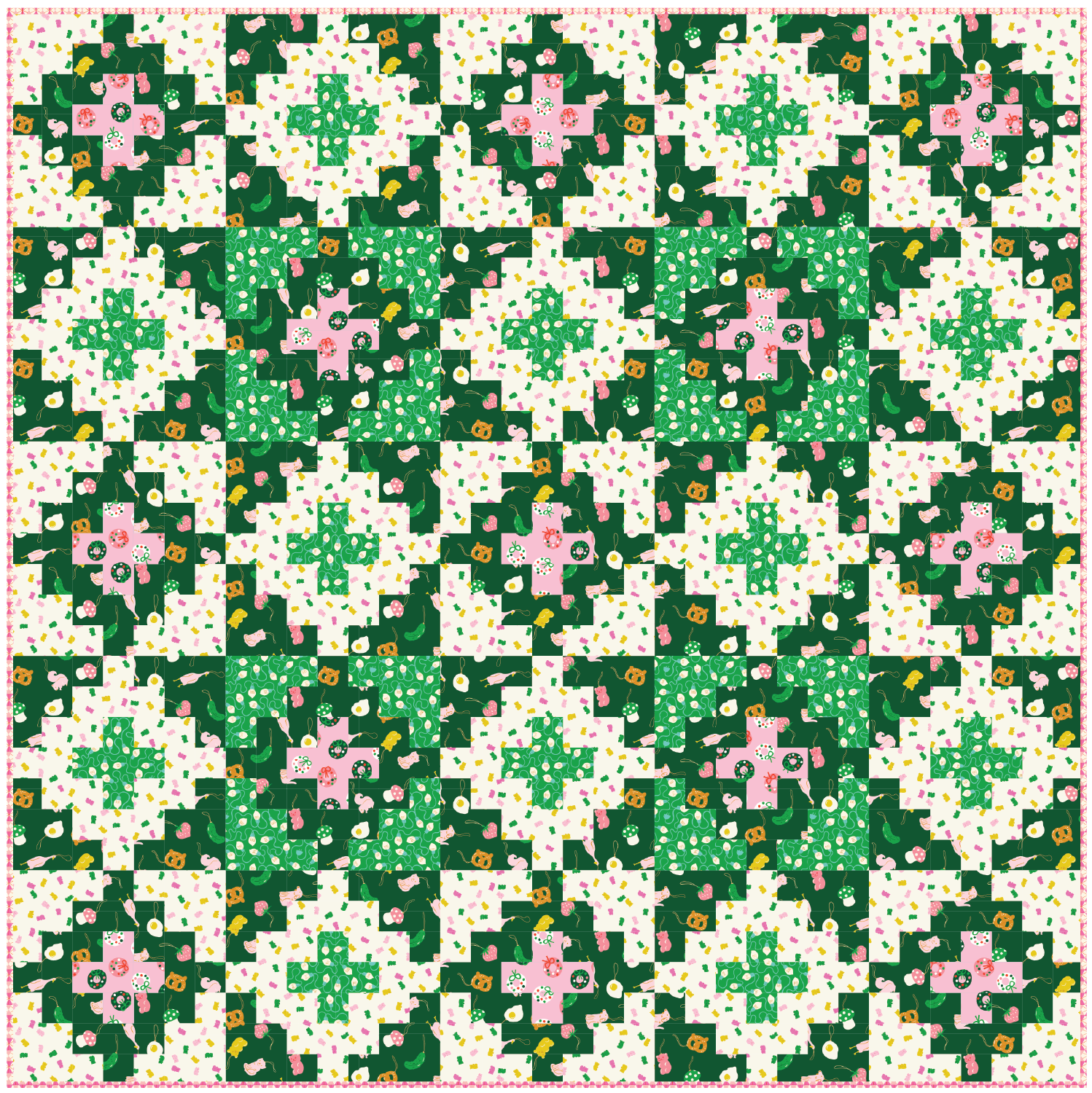 Star Tapestry Throw Quilt Kit in Merry Happy in greens