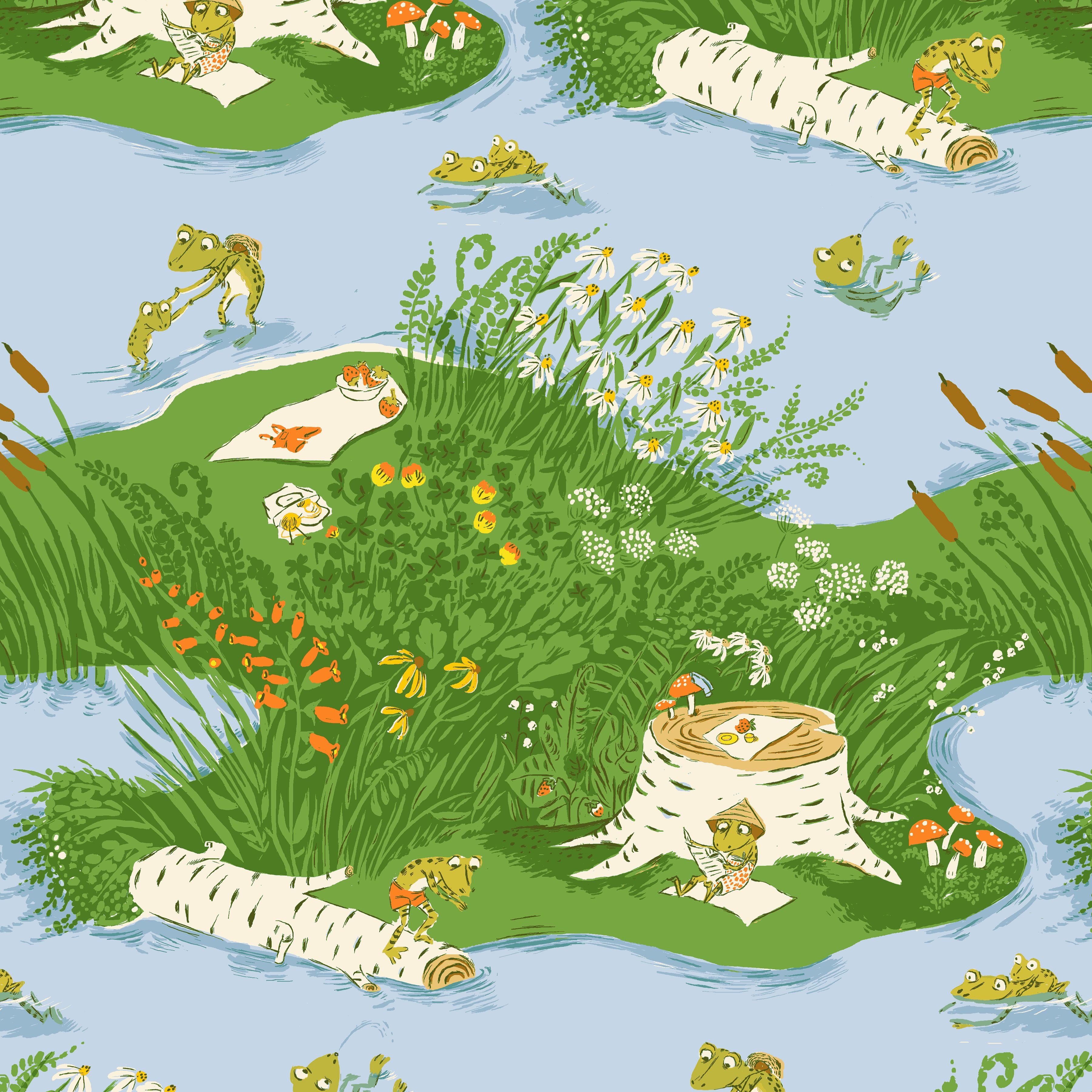 Heather Ross Favourites - Frog Pond - Medium Blue
