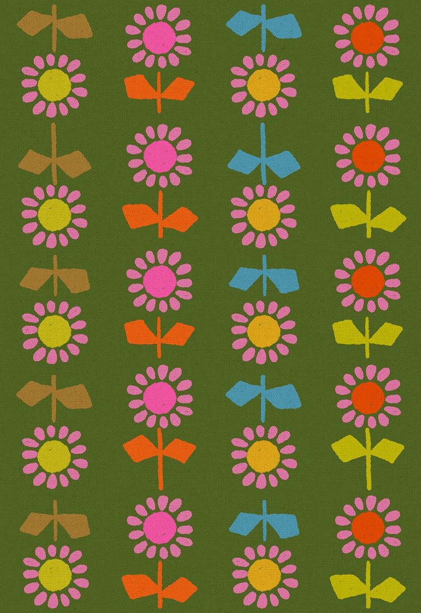 Ruby Star Society Catnap  - Daisy Stripe Canvas in Sarah green