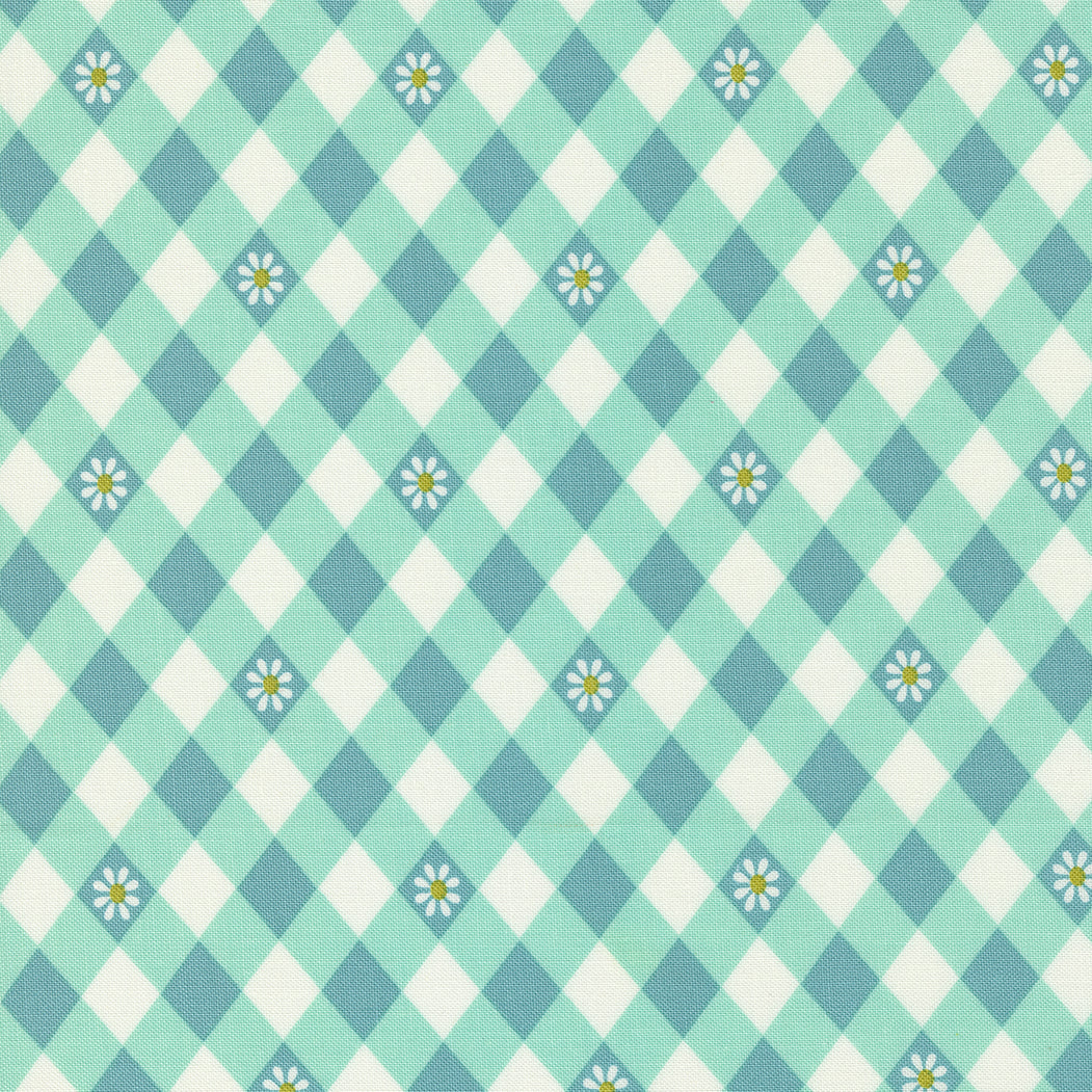 Flower Power - Daisy Plaid in aqua