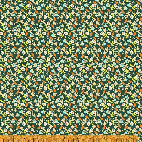 Heather Ross - Lucky Rabbit - Calico in dark teal