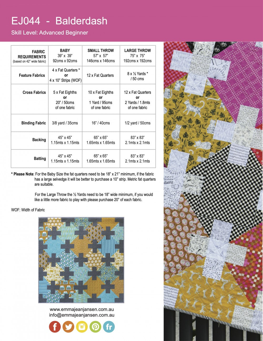 Emma Jean Janson - Balderdash quilt pattern